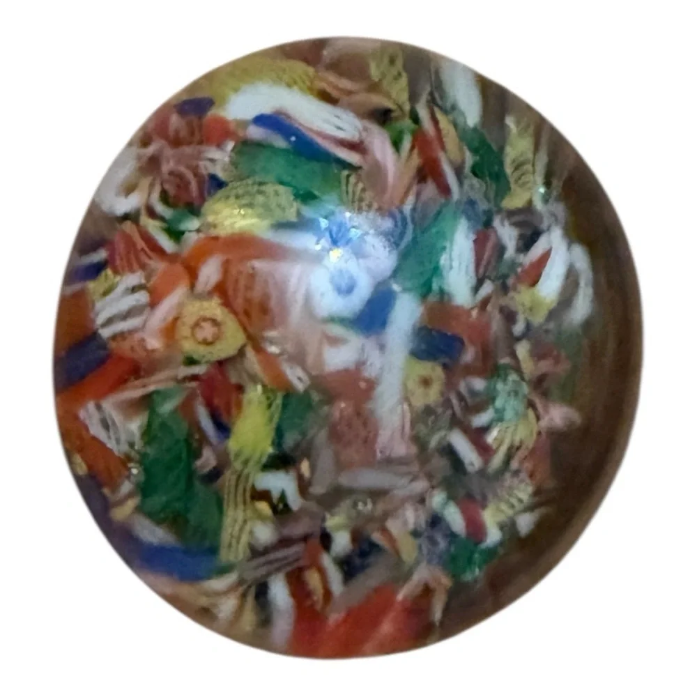 Vintage Scramble End of Day‎ Millefiori Paperweight Round as is